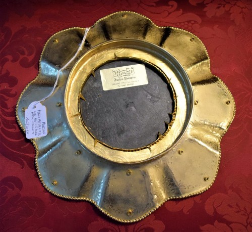 Antiquités - Plate of gild bronze and &quot;Pietre Dure&quot;, Souvenir de &quot;Grand Tour&quot;